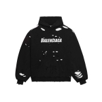 Balenciaga Caps Destroyed Hoodie Black/White
